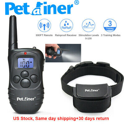 Petrainer 990ft Dog Shock Training Collar Rechargeable Remote Control Rainproof