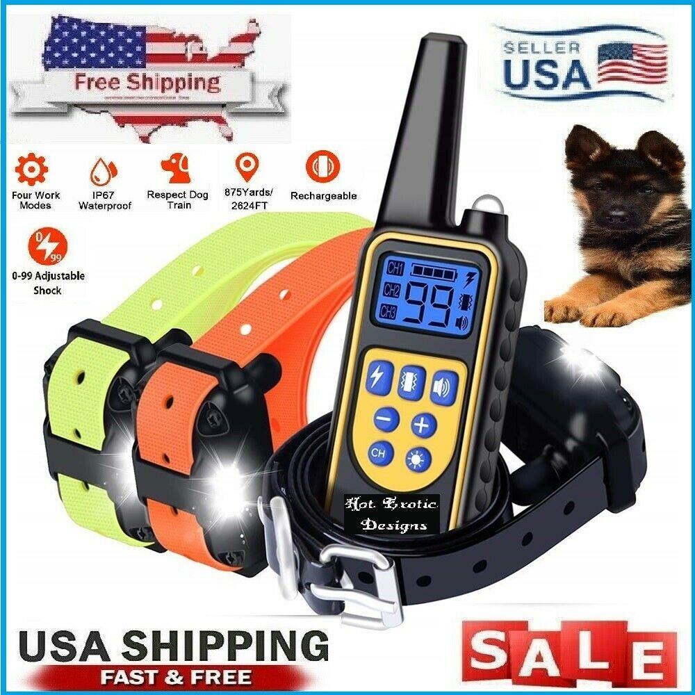 2600 Ft Dog Training Us Collar Rechargeable Remote Shock  Pet Waterproof Trainer
