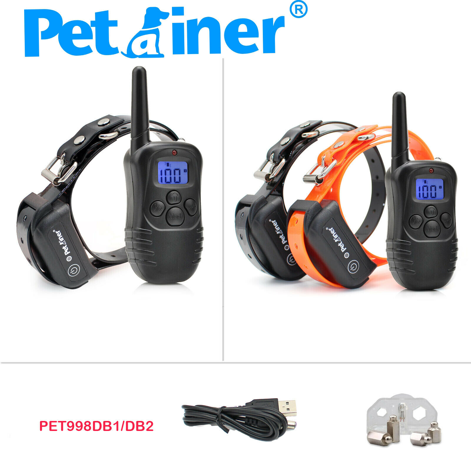 Petrainer Dog Shock Collar Rechargeable Remote Control Training Collar For Dogs