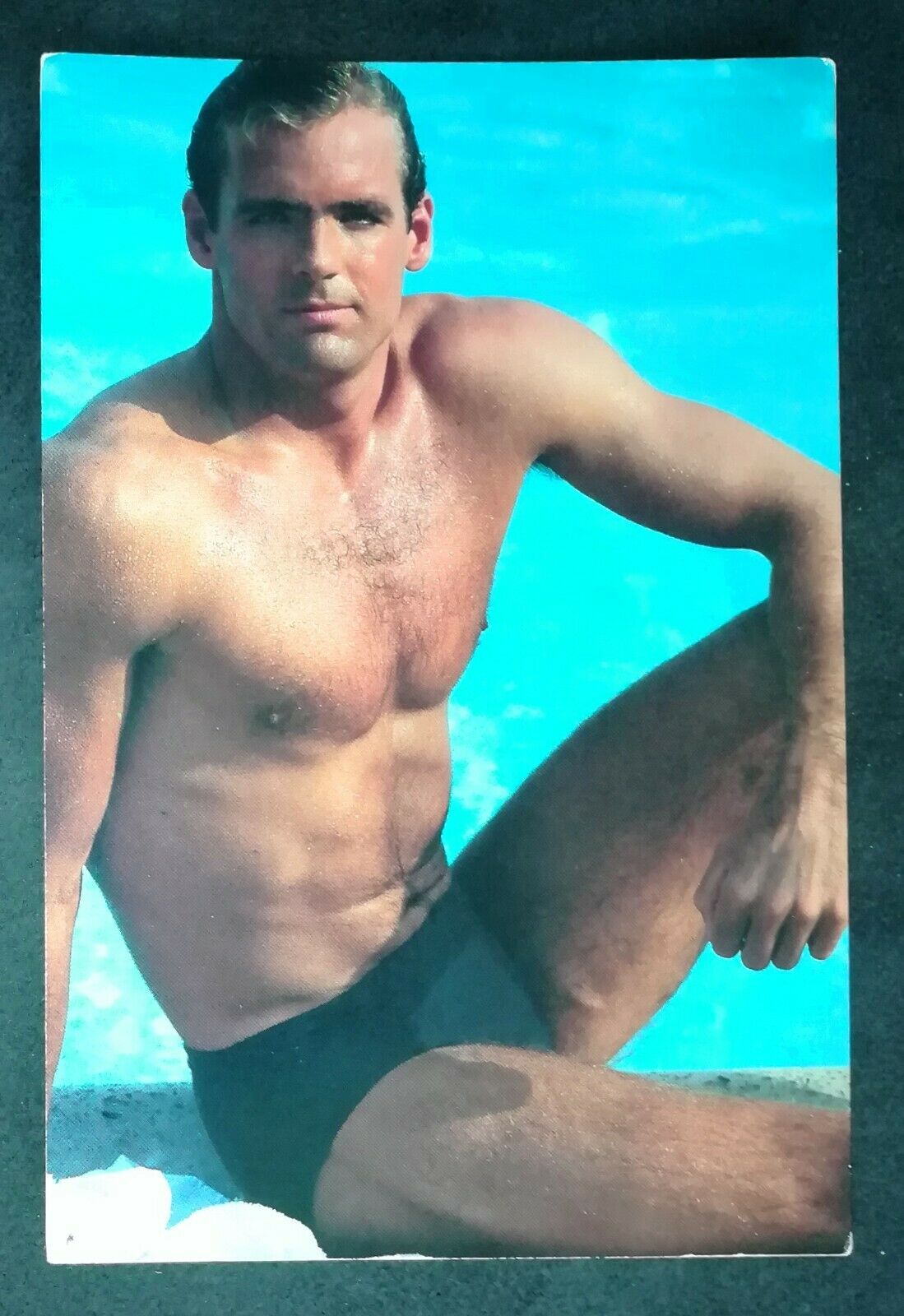 Hot Bods USA Gee Whiz Chrome Postcard Sexy Man in Swimwear, 4