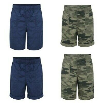 Kids Cotton Camouflage & Plain Shorts Boys Army Print Cargo Combat Bottoms 2-1