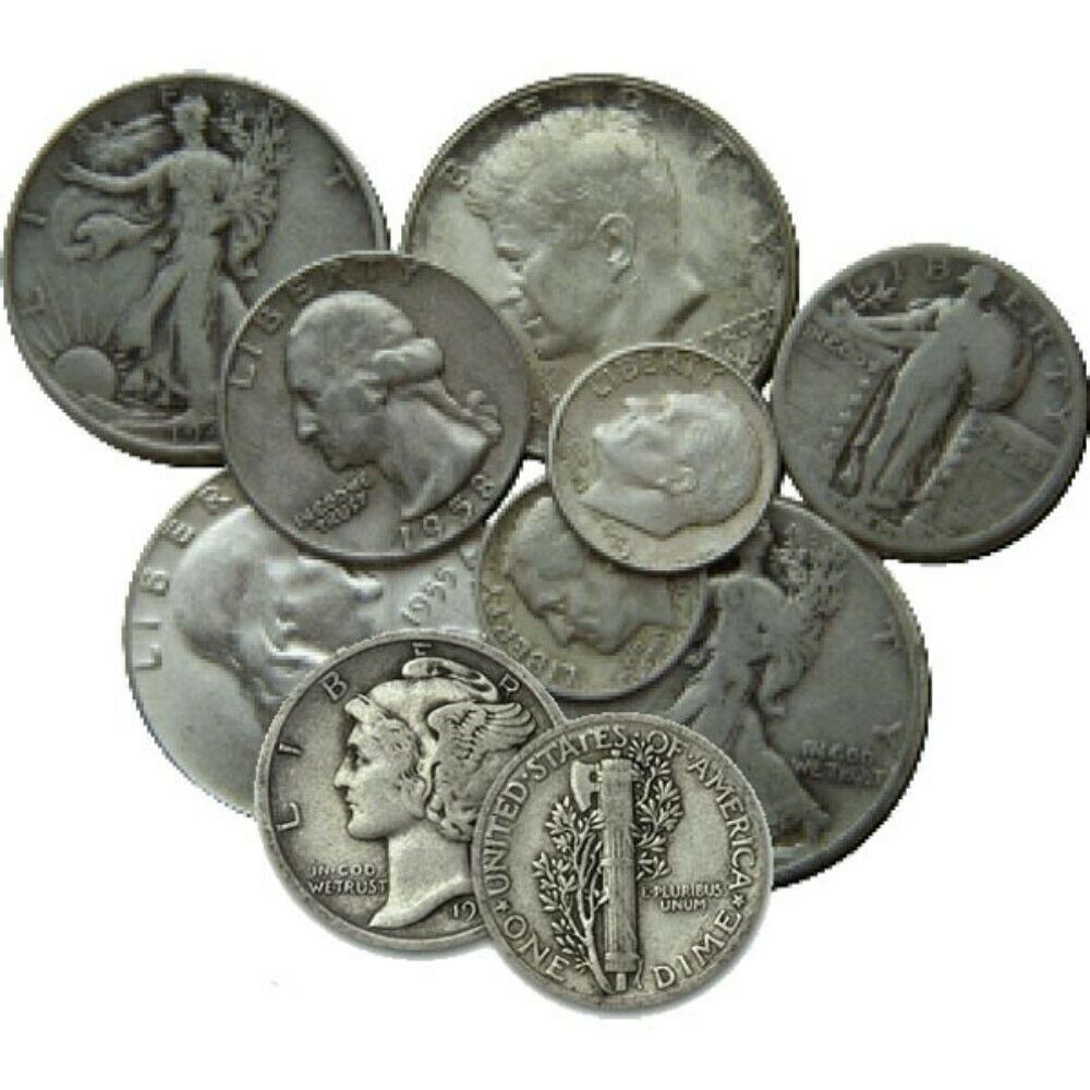 90% Junk Silver Coins $1 Face Value - Mixed Coins Average Circulated Condition