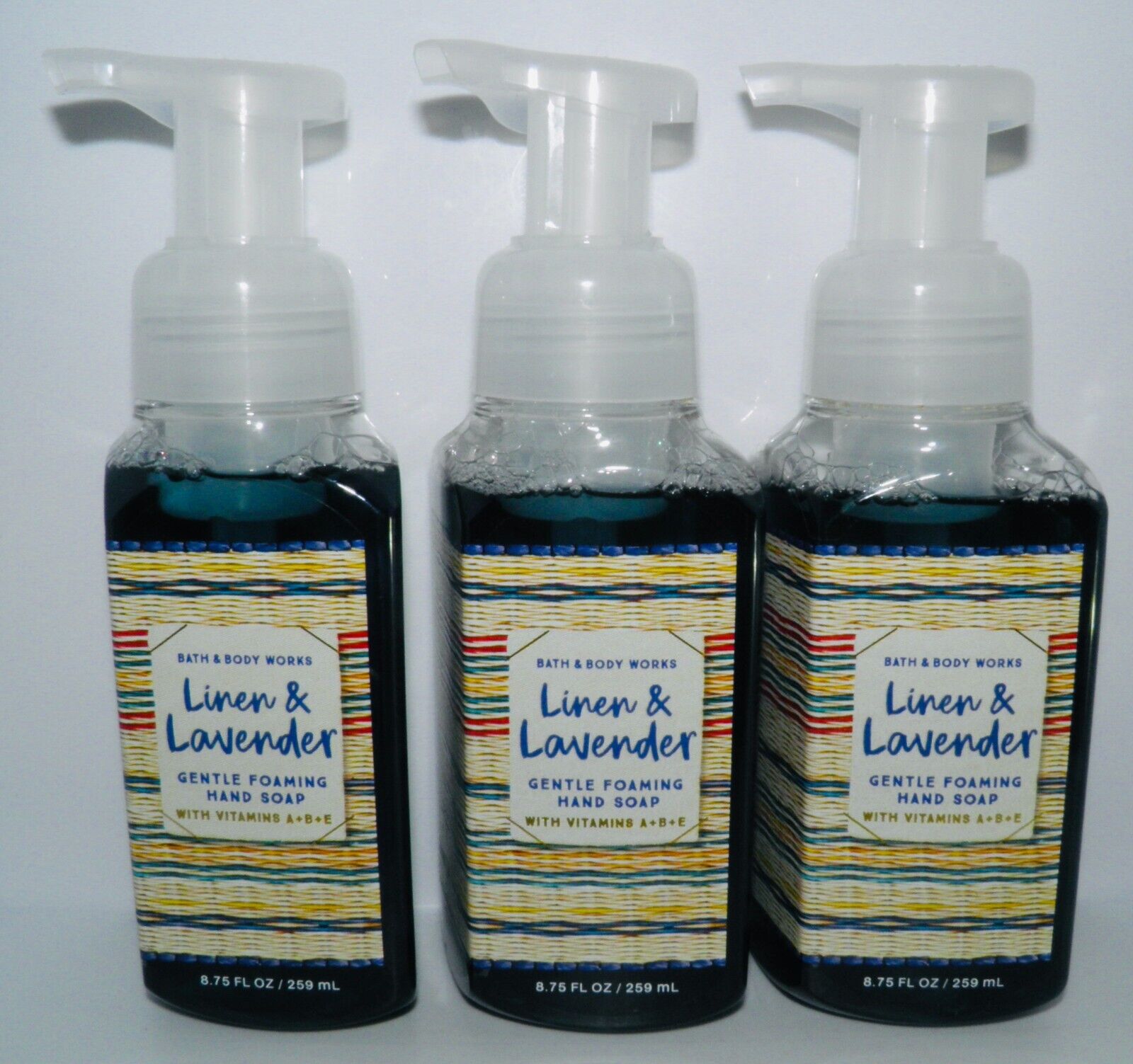 Bath & Body Works Linen & Lavender Hand Soap Gentle Foaming (3 Pack)