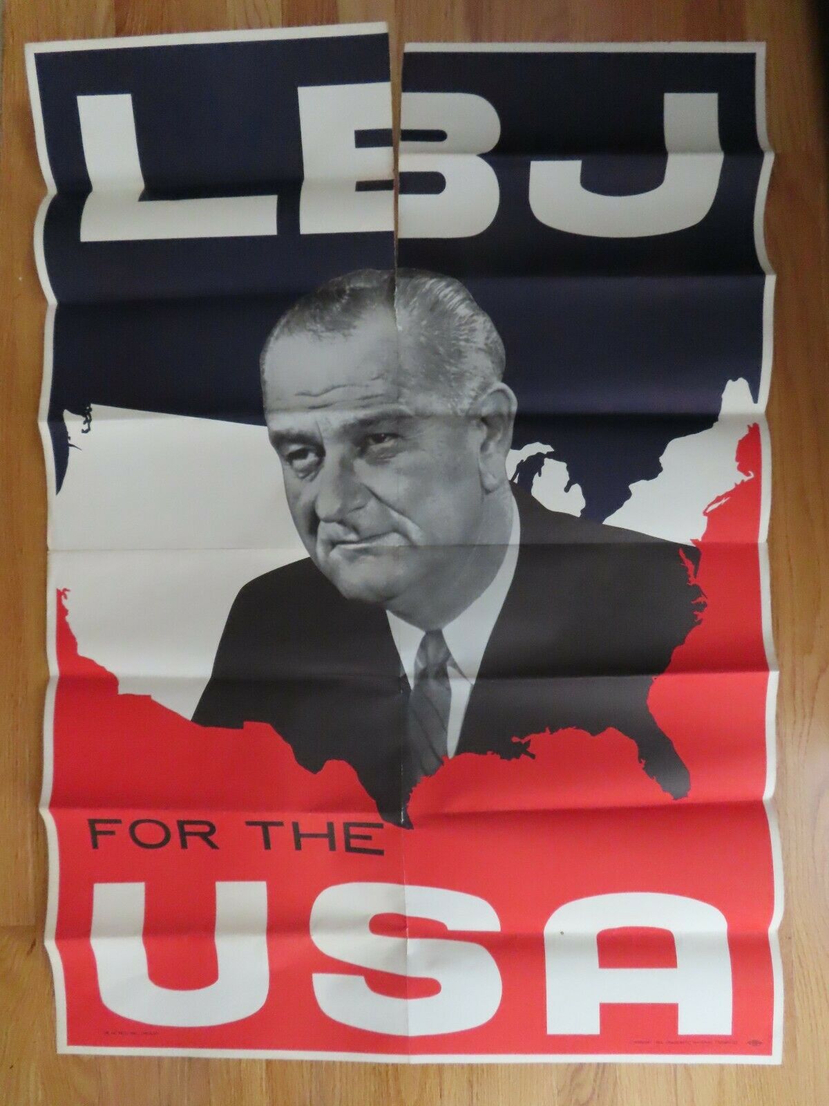 Vintage Original 1964 Elect Lyndon B Johnson "lbj For The Usa" 28 X 41 Poster