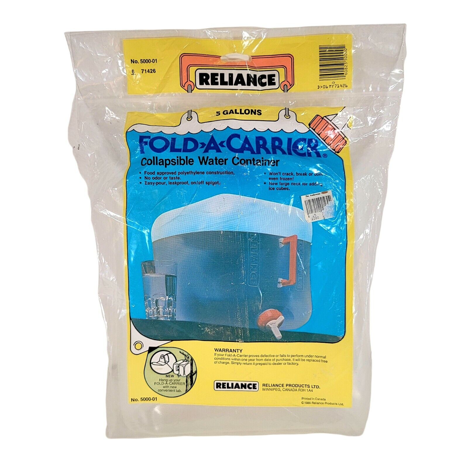 Reliance Fold-a-carrier 5 Gallon Collapsible Water Container 5000-01
