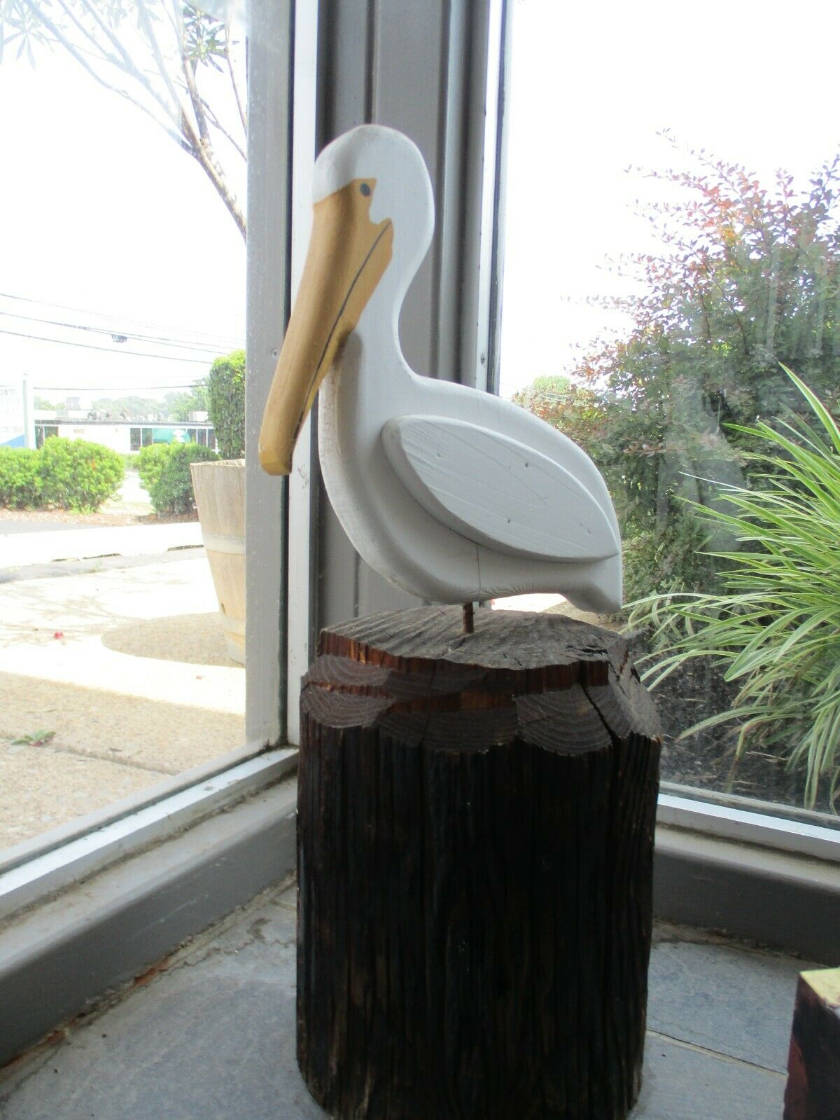 Vintage Hand Carved Pelican On Piling