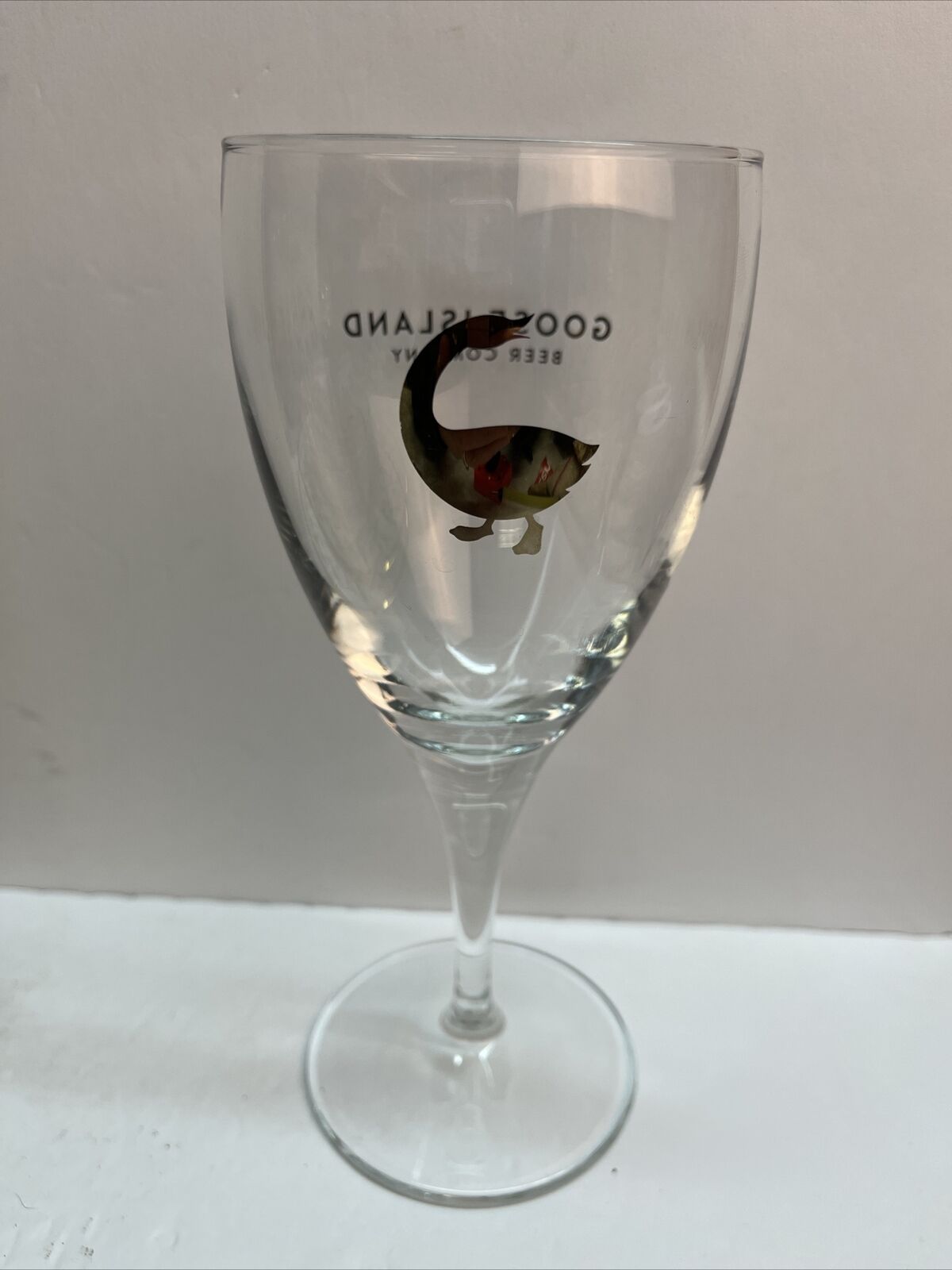GOOSE ISLAND Beer Company Stemmed Footed Chalice Goblet Glass Gold Logo 8