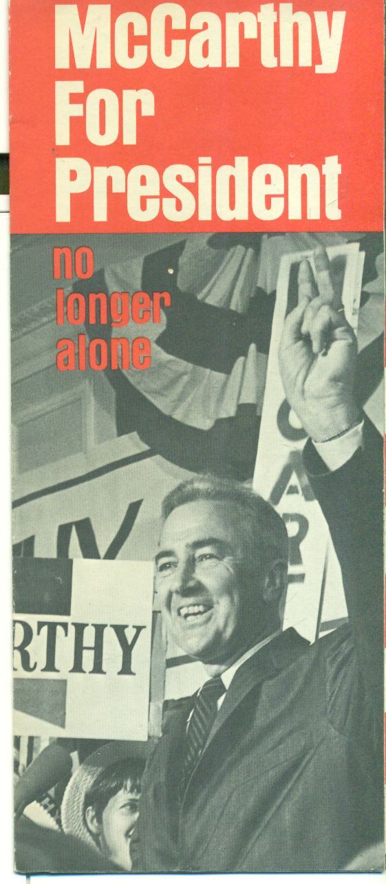 McCARTHY FOR PRESIDENT vintage fold-open brochure from the 1968 Democratic run