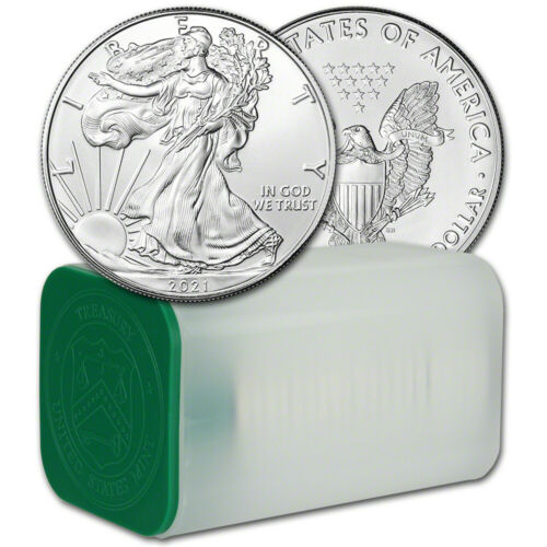 2021 American Silver Eagle 1 Oz $1 - 1 Roll - Twenty 20 Bu Coins In Mint Tube