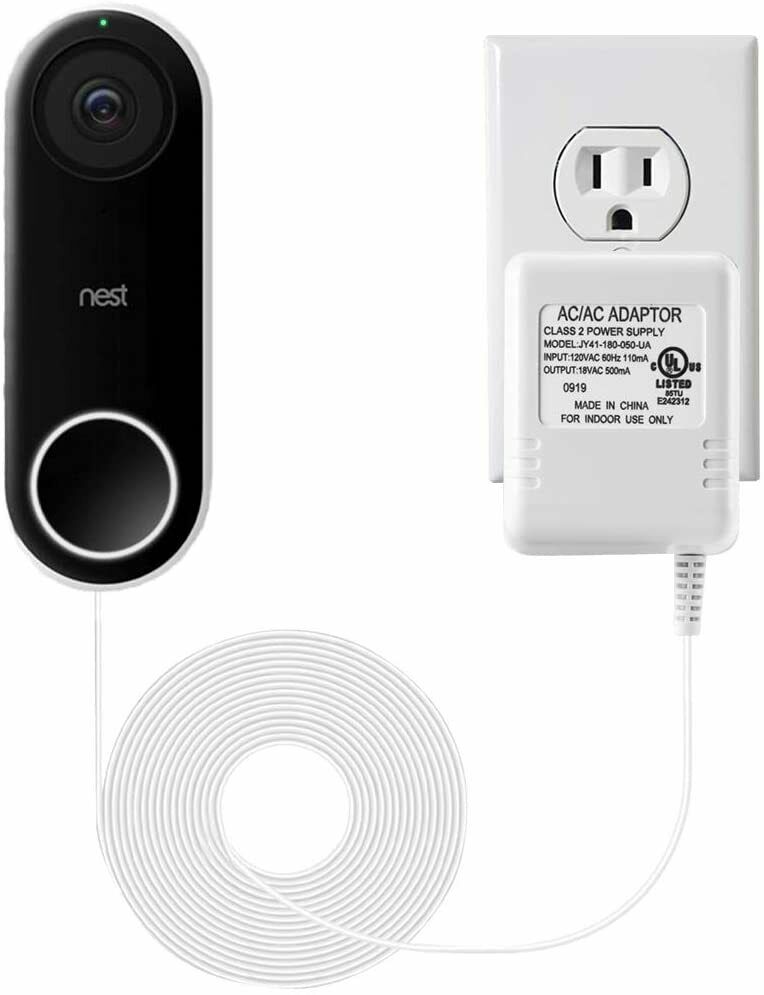 16.4ft Power Adapter For Nest Doorbell, Simplisafe, Eufy And Arlo Video Doorbell