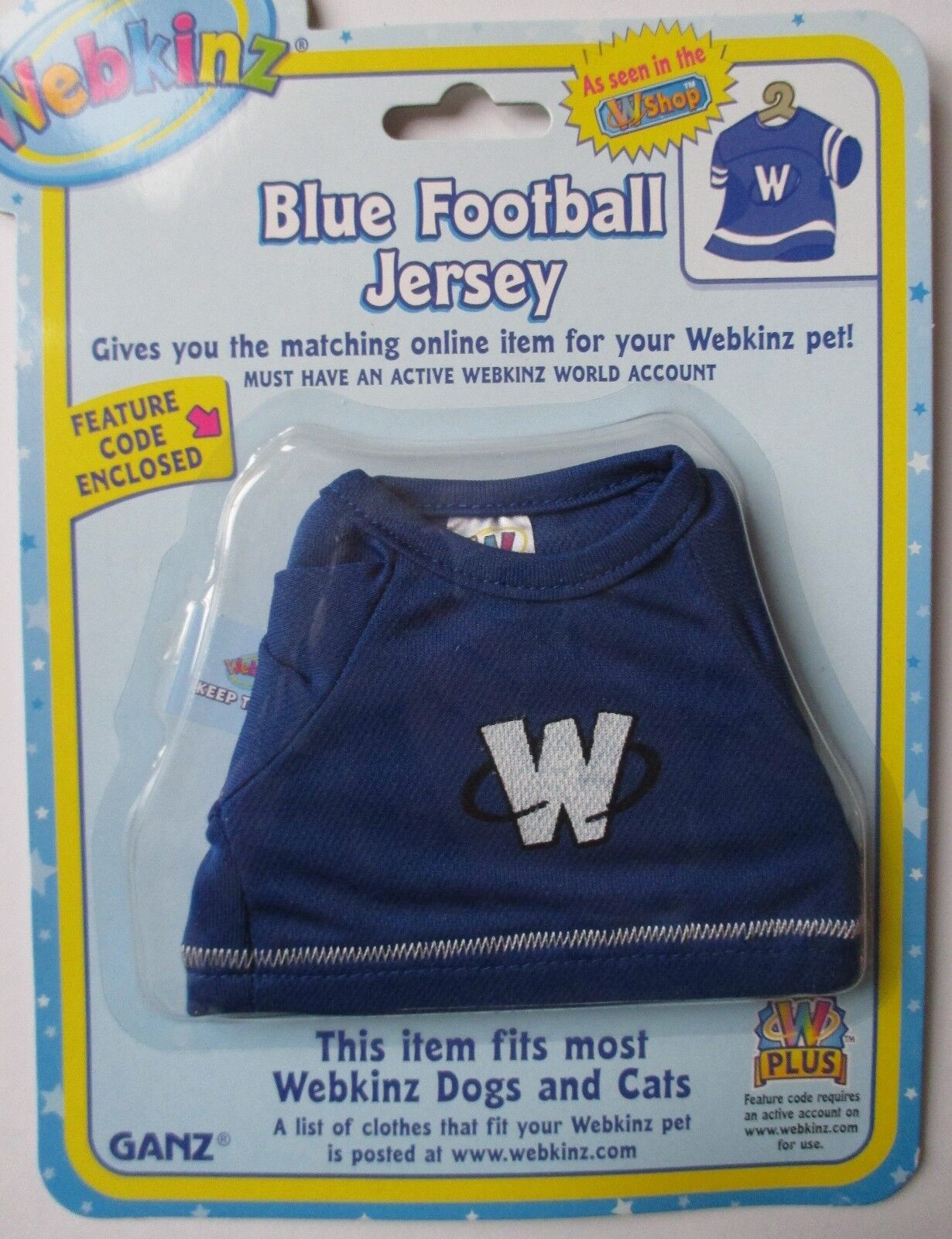 At Blue Football Jersey Top Fits Most Webkinz Cat Dog Pet Clothing New Code