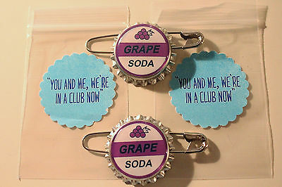 Set Of 2- Replica Ellie Badge Grape Soda Bottlecap Pin! "up" & Sticker Gift Bags