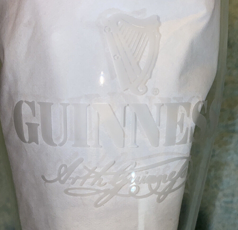 Tall Guinness Beer Glass etched signature Arth Guinness