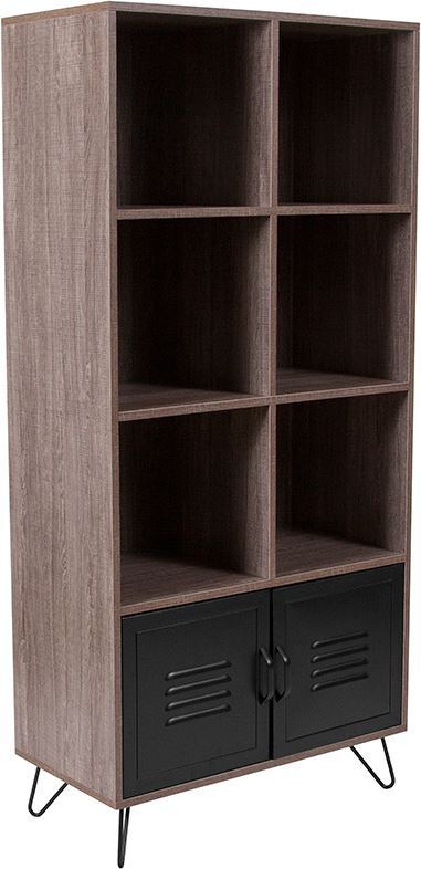 Woodridge Collection 59.25"h 6 Cube Storage Organizer Bookcase W/metal Cabinet D
