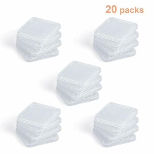 20pcs Clear Plastic Standard Sd Card Case Holder Box Storage