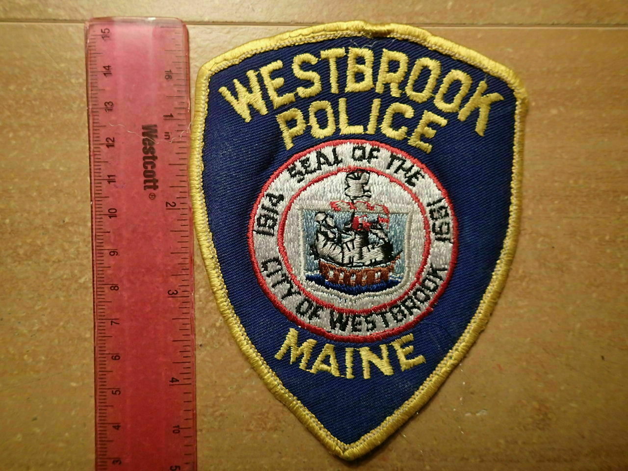 Embroidered Uniform Patch-police, City Of Westbrook, Maine-excellent Condition