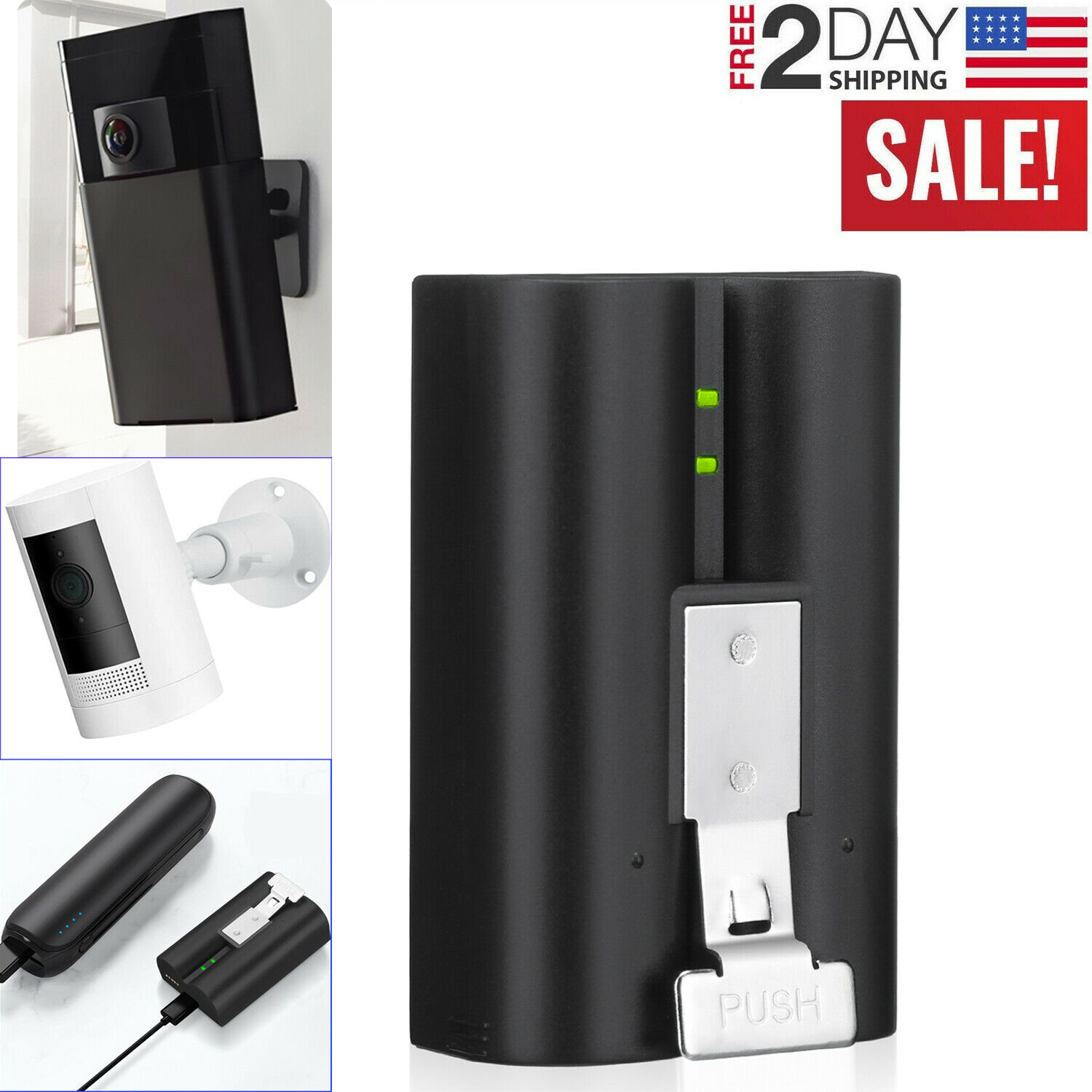 Ring Rechargeable Battery Pack Quick Release For Video Doorbell 2 &spotlight Cam