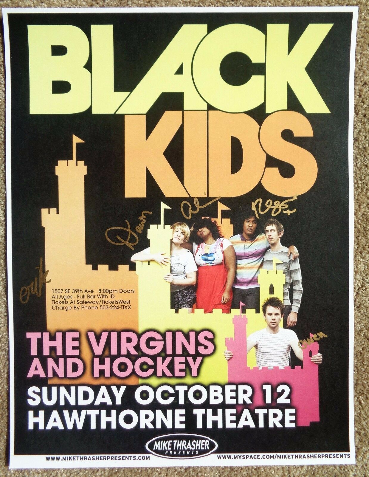 Signed BLACK KIDS (all 5) Gig POSTER In-Person w/proof Autograph Concert Rookie