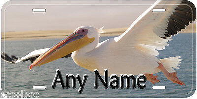 White Pelican Flying Any Name Personalized Novelty Car License Plate