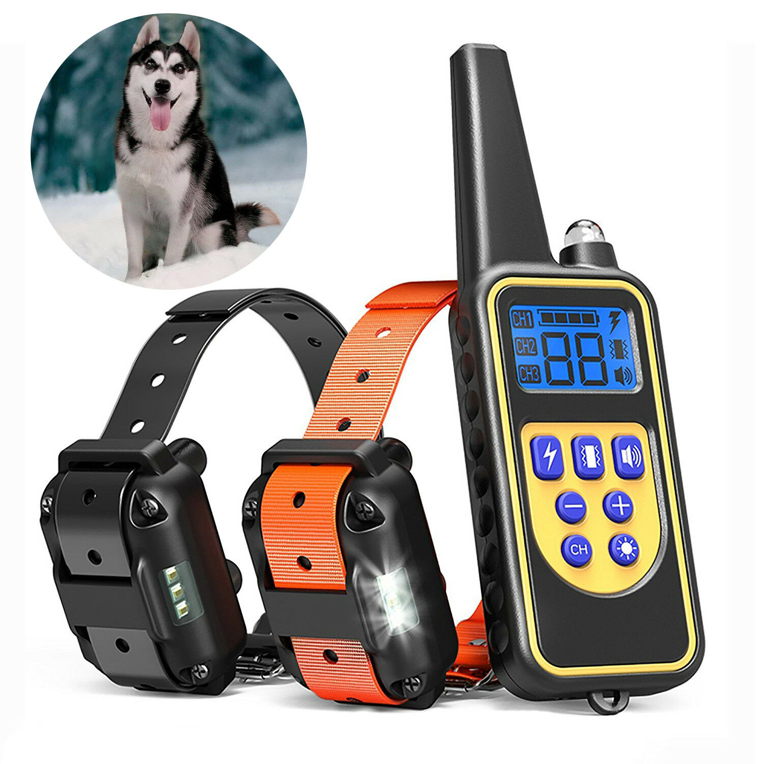 Waterproof Dog Training Electric Collar Rechargeable Remote Control 875 Yards