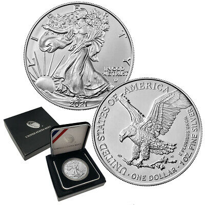 2021 American Silver Eagle Type 2 Bu In U.s Mint Box