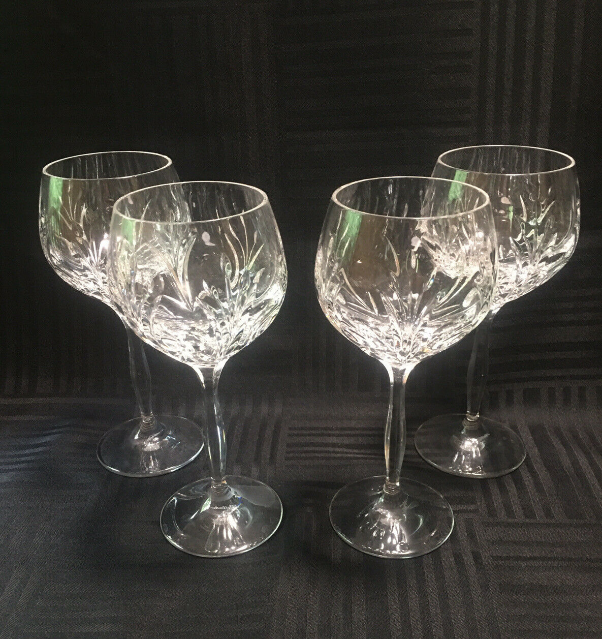 Noritake Glass Rothschild Wine Goblets ~ set Of 4 ~ Clear Cut 7 1/4"