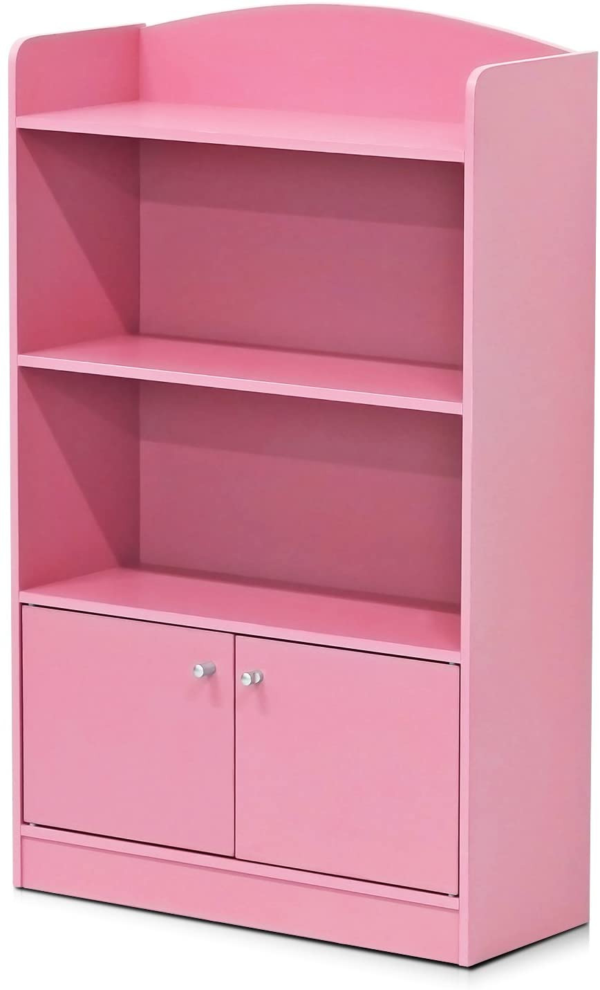 Stylish Kidkanac Bookshelf Kid Bookcases With Storage Cabinet Safety, Pink