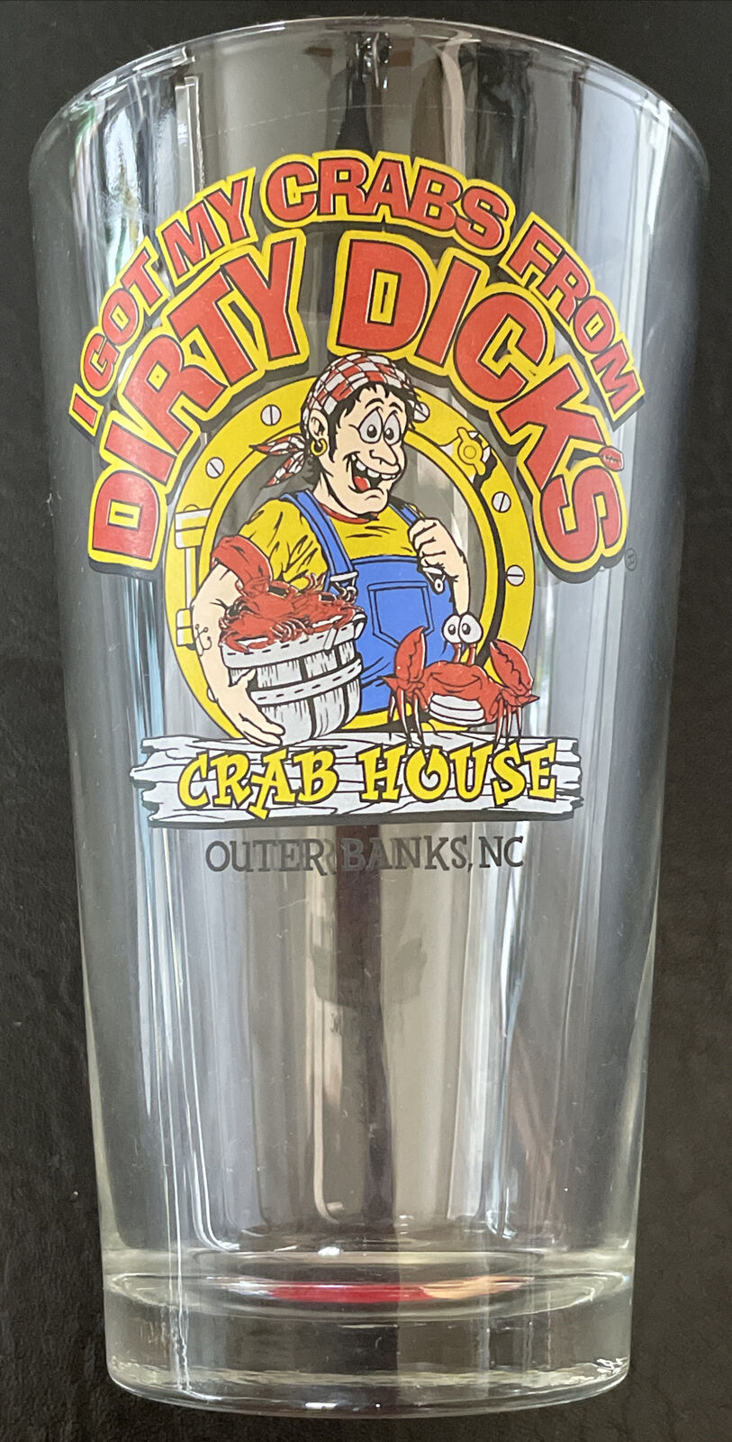 I Got My Crabs From Dirty Dick's Crab House Pint Beer Glass Outer Banks NC