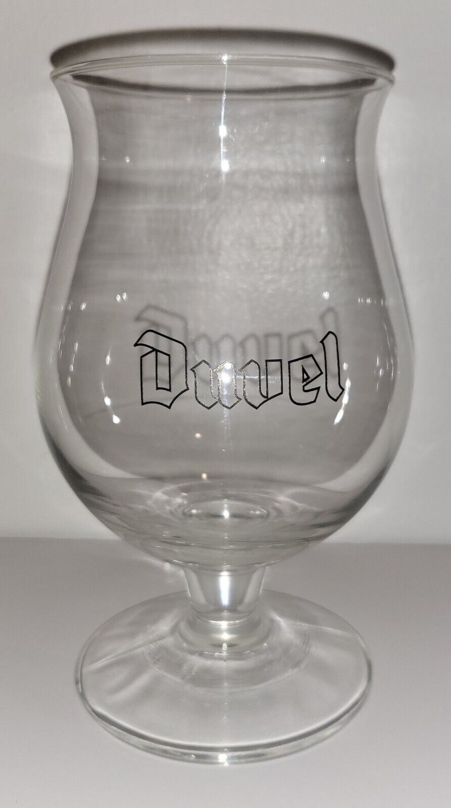 New Duvel Belgian Beer Tulip Glass Goblet Black Outline Collectible