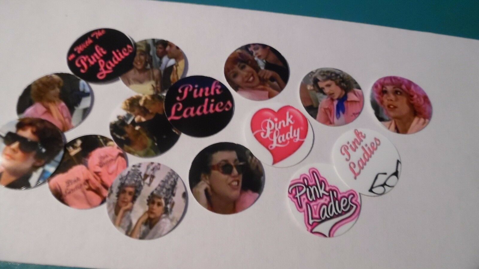 Pre Cut One Inch Bottle Cap Images GREASE PINK LADIES Free Ship