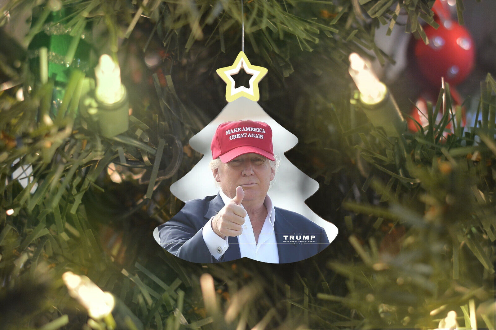 Donald Trump MAGA Christmas Tree Ornament + FREE Decal