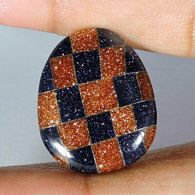 14.90Cts Natural Chess Board Design Sunstone Fancy Cabochon Loose Gemstone O953