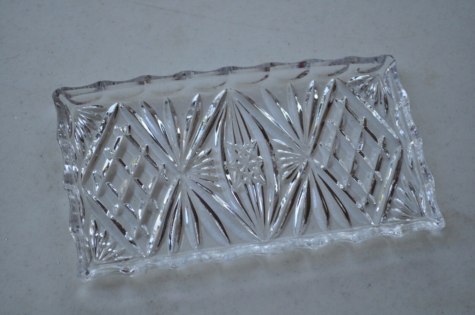 Vintage Butter Dish Cut Glass Base Only 7” x 3 3/4
