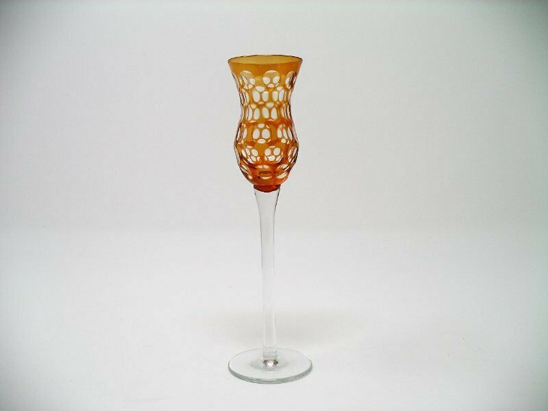 Roost Glassware Tiger Orange Cut To Clear Cordial Soiree Aperitif Stem Glass