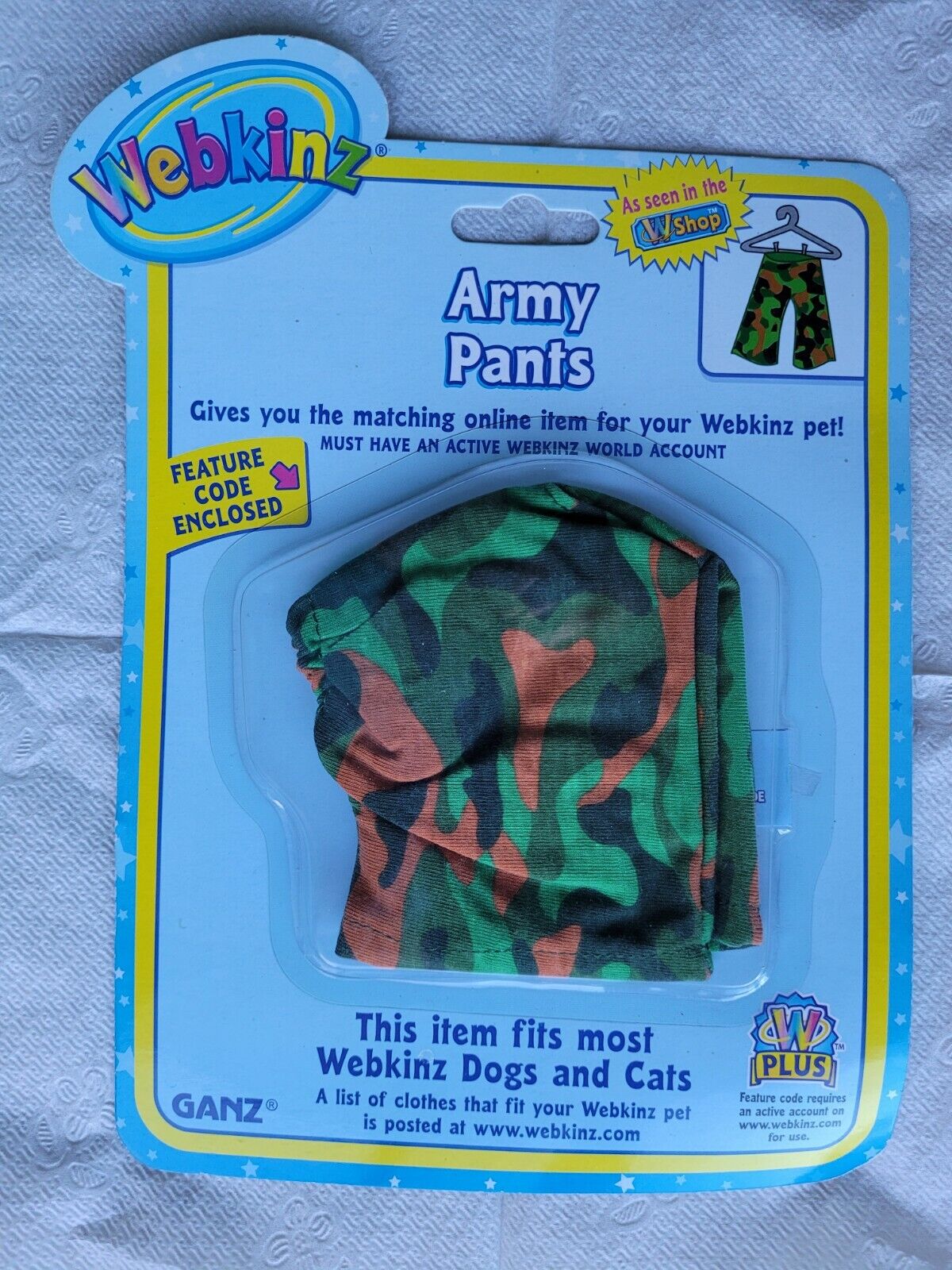NIP Webkinz Army Pants Sealed Fits most Webkinz Dogs and Cats with code Ganz