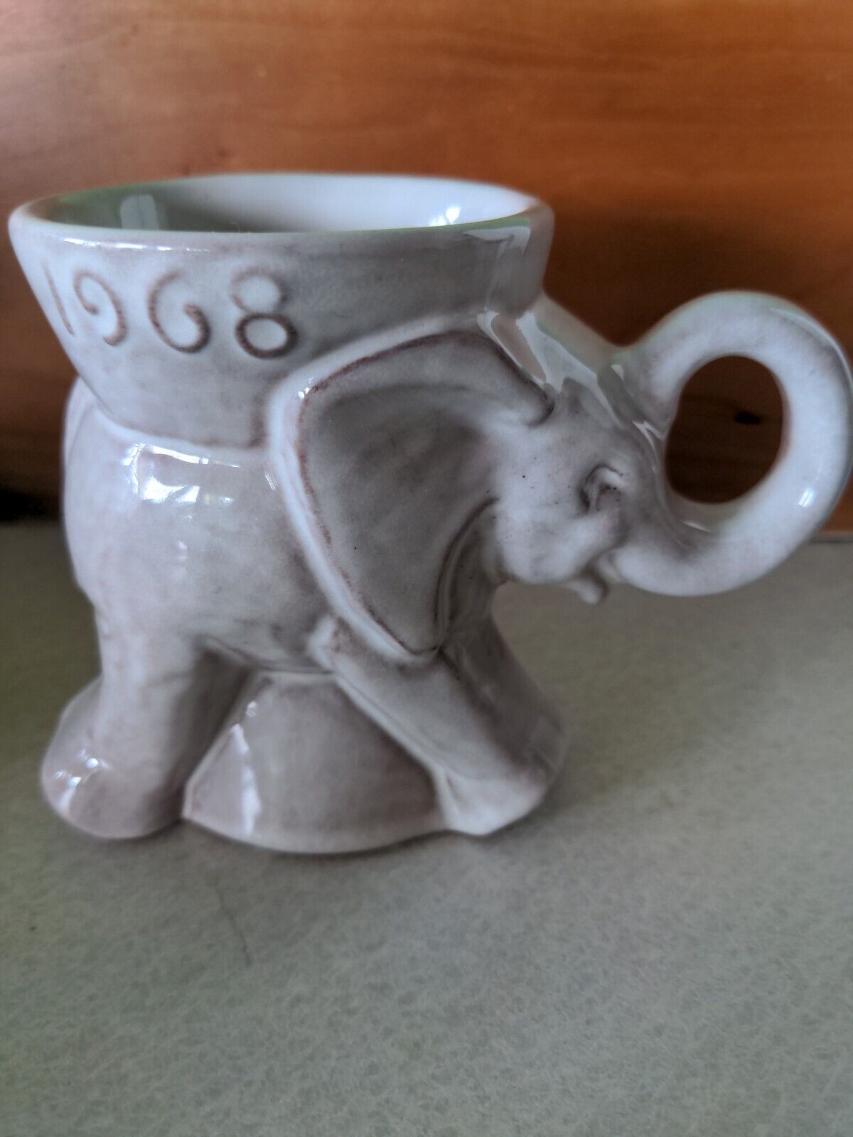 FRANKOMA Pottery Republican Political Mug 1968 GOP Elephant Grey