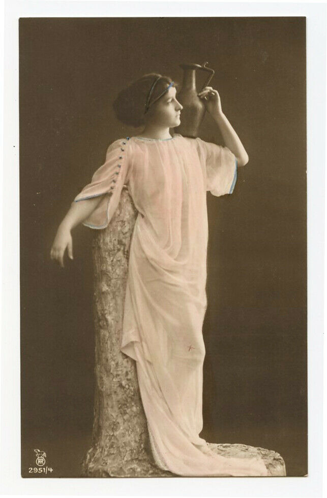 1910s Glamour Glamor Lovely Lady Classical Beauty Vintage Photo Postcard