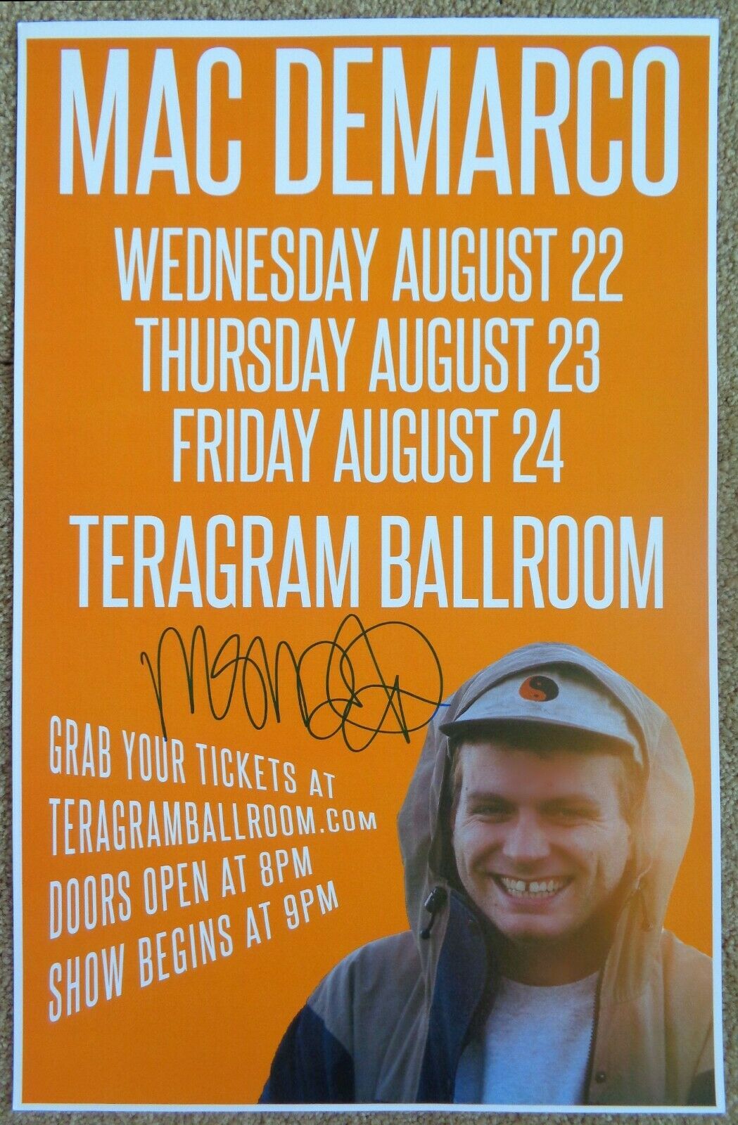Signed MAC DEMARCO Gig POSTER In-Person Autograph 11x17 Concert