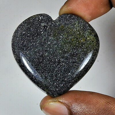 Aa++ 71cts. Black Sunstone Heart Shape Cabochon Loose Gemstone Y308