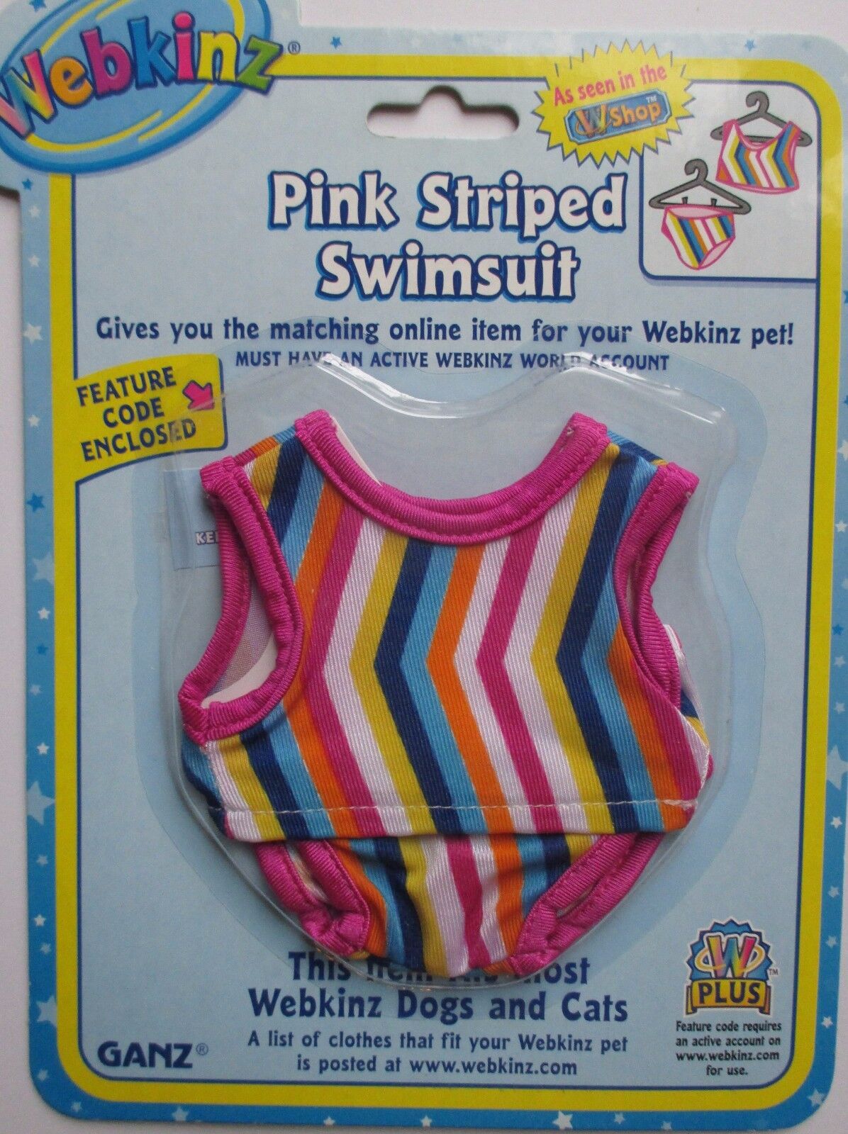 AT PINK STRIPED SWIMSUIT fits most WEBKINZ clothes new CODE clothing dress pet