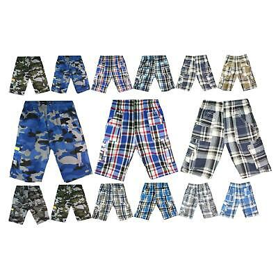 Shorts Multipocket ¾ Length Combat Camouflage Checked Boys Kids Age 3-14 Years