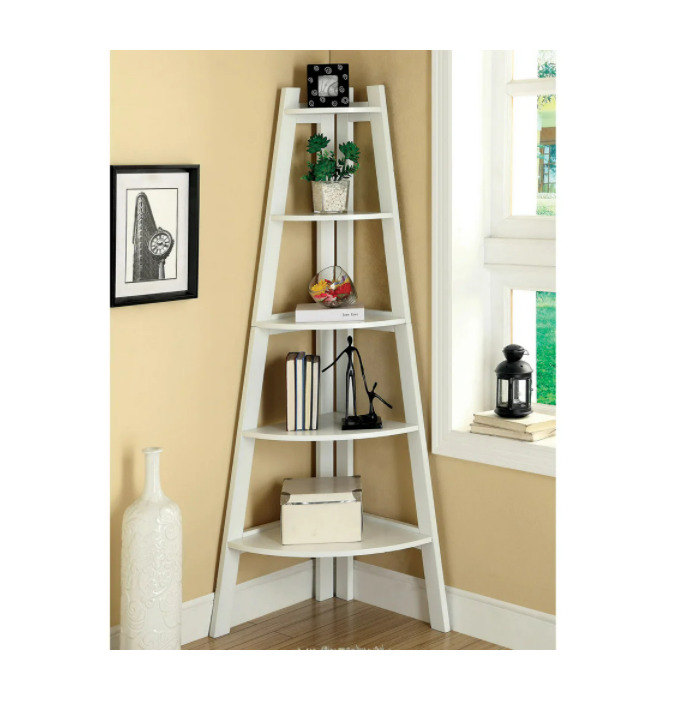 Corner Book Case Shelf Shelve Ladder Display Rack Stand 5 Tier Stepped Organizer