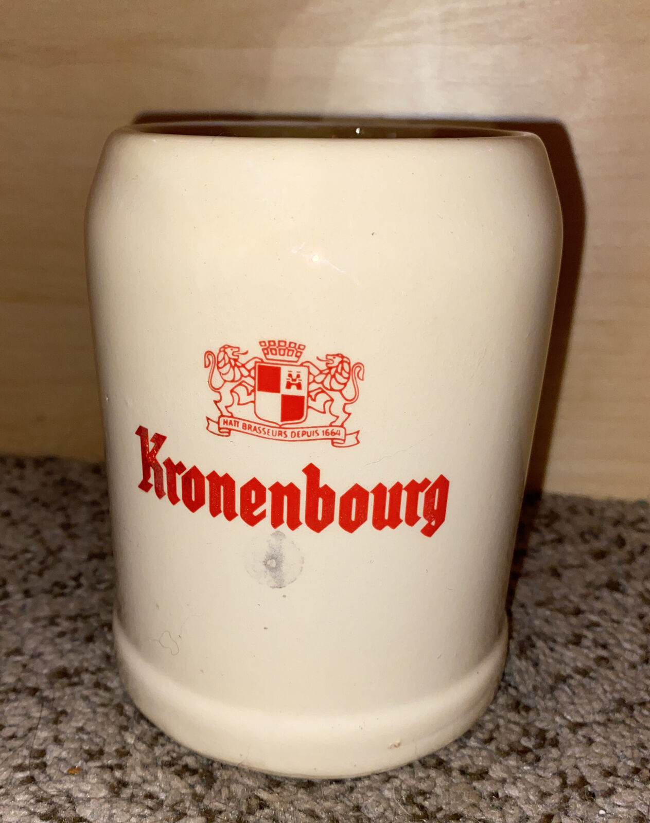 Kronenbourg Brewery .5 Liter Beer Mug Stein Baudour C.r.f Belgium Used