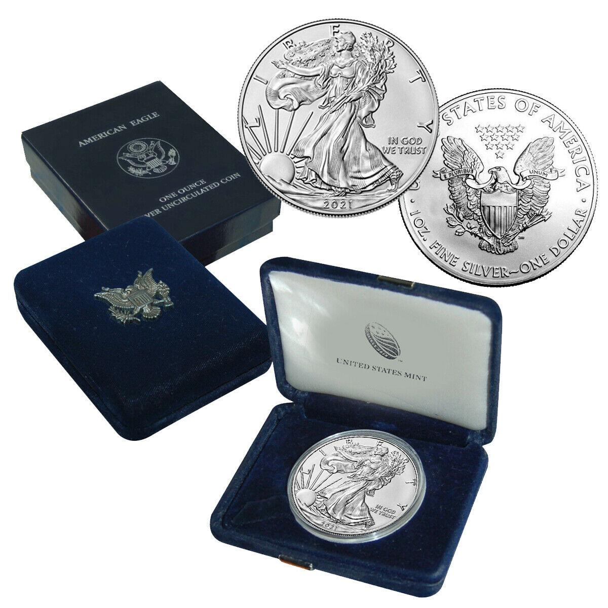 2021 American Silver Eagle Coin Bu  In U.s Mint Box