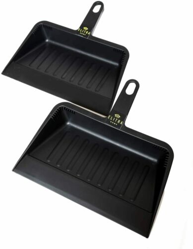 Elitra 180520 Heavy Duty Dust Pan With Duel Combs Cleaning Tool 2 Pack 12" Black