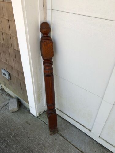 ANTIQUE OAK NEWEL POST 47” TALL ~ ARCHITECTURAL SALVAGE Turned