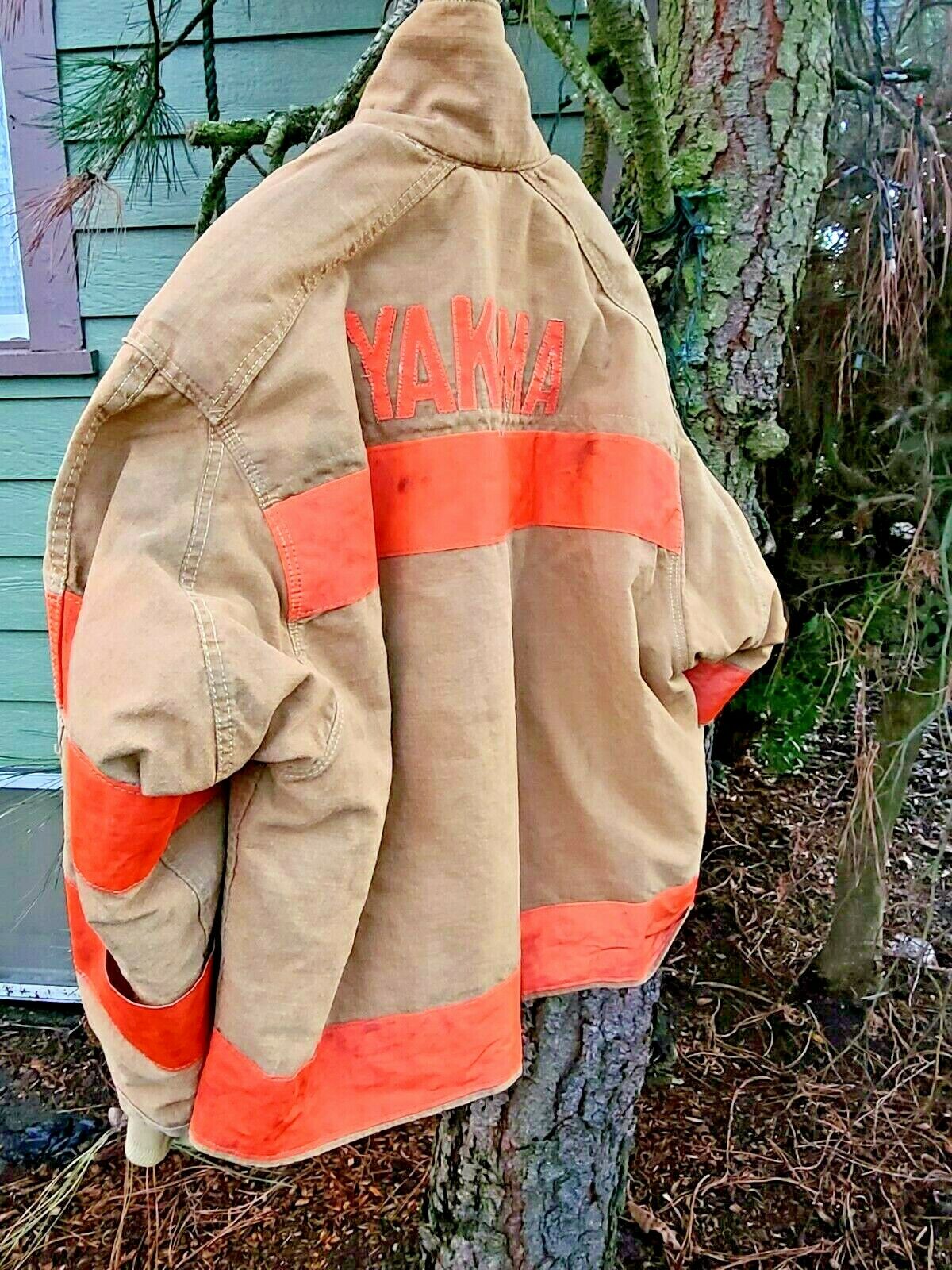Body Guard Firefighter Brown Turnout Jacket Coat Yakima Washington Man Cave Sz S