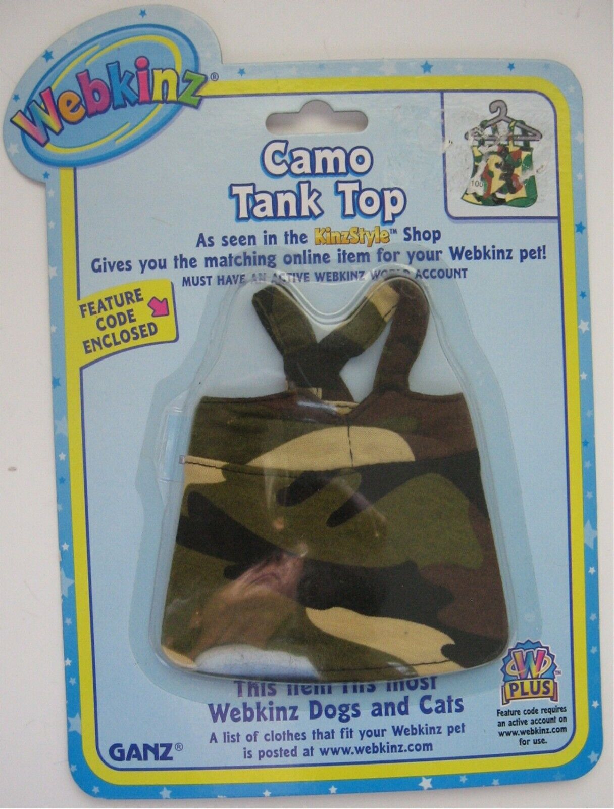 Webkinz Camo Tank Top GANZ Kinzstyle Fits Most Dogs and Cats