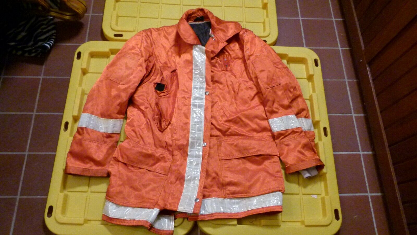Globe Size L Large - Firefighter Police - Orange Jacket Full Zip Reflective