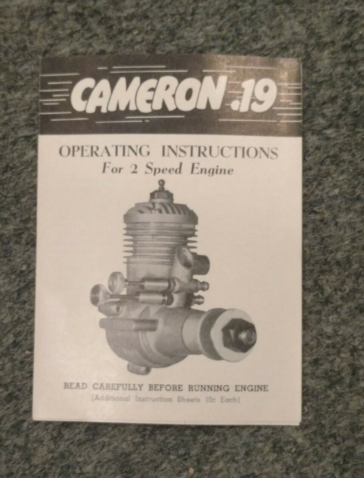 Cameron 19 2 Speed Model Airplane Engine Original Manual Excellent Condition